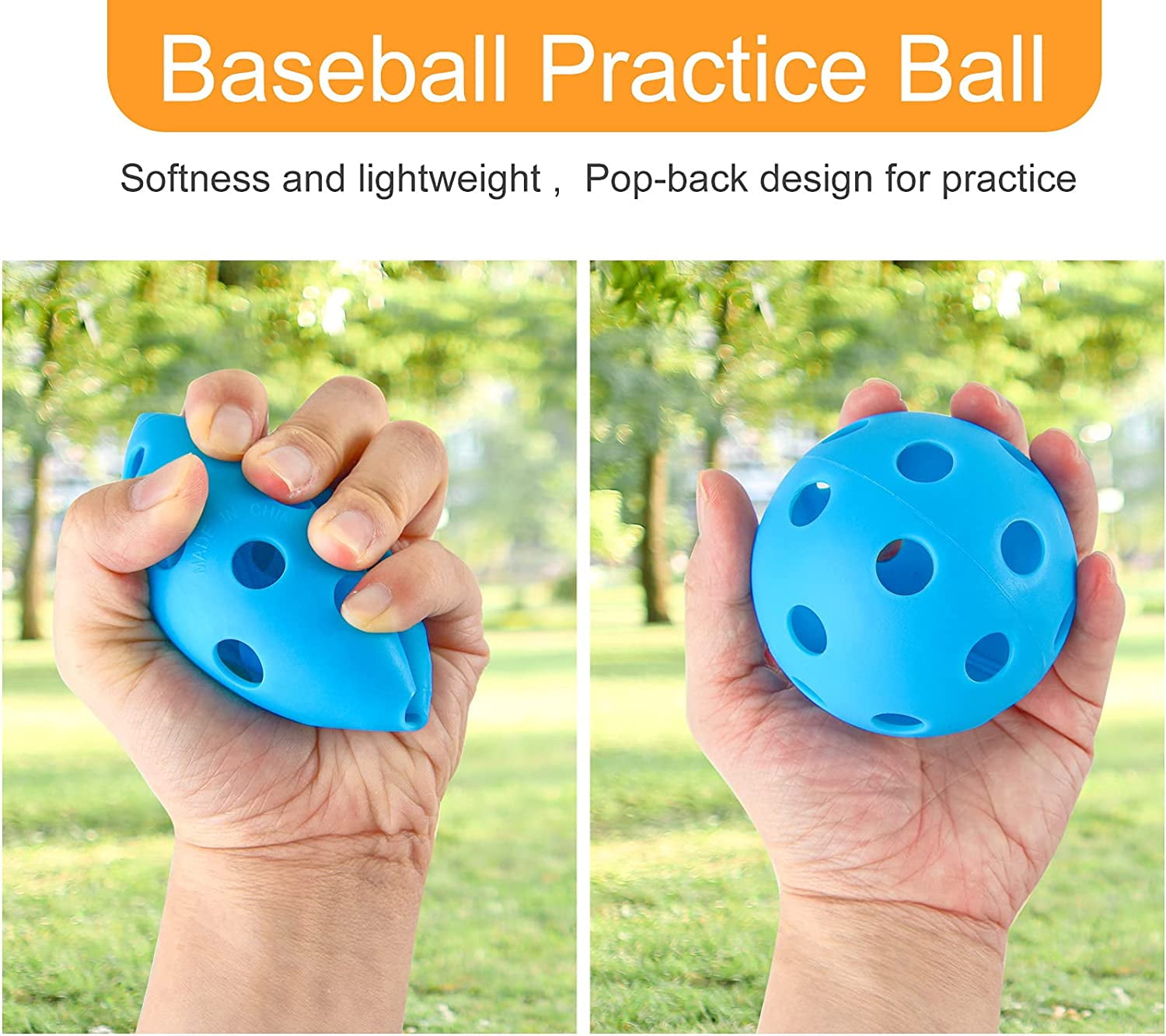 12/100 Pack Baseball Practice Balls Plastic Training Balls Lightweight Hollow Softballs with a Drawstring Bag for Hitting, Baseball Training Indoor Outdoor Use