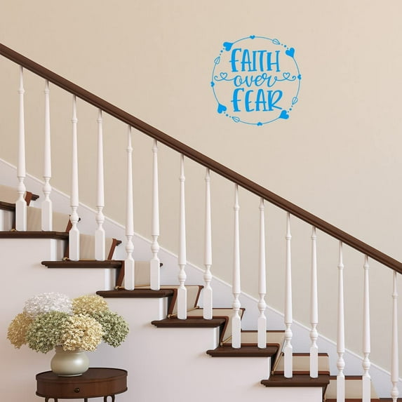 VWAQ Faith Over Fear Vinyl Wall Art Christian Decal Quote Religious Home Decor