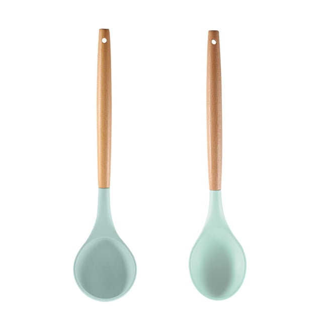 El utensilio libre no tóxico de los artilugios de la cocina de la manija de madera 2PCS fijó para el Cookware antiadherente