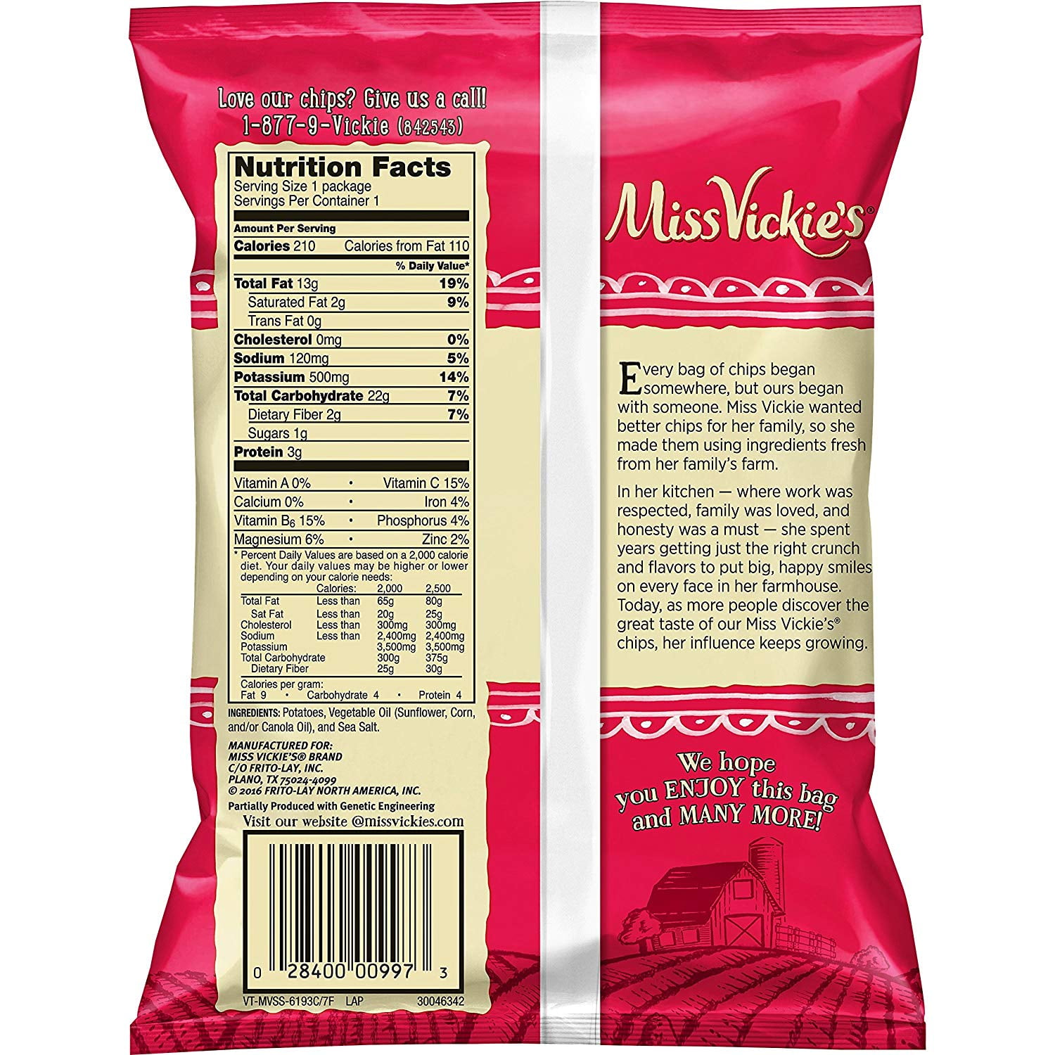 Miss Vickie's Potato Chips Snack Pack, Original, 1.375 oz Bags, 28 Count