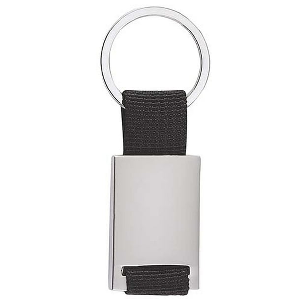Llavero metálico con cinta de tela-Caspio negro 2.8 x .05 x 8
