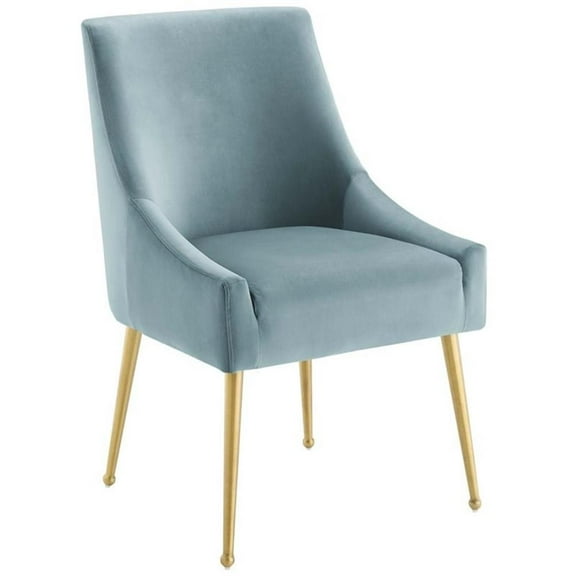 Pemberly Row 19" Upholstered Performance Velvet Dining Chair in Light Blue