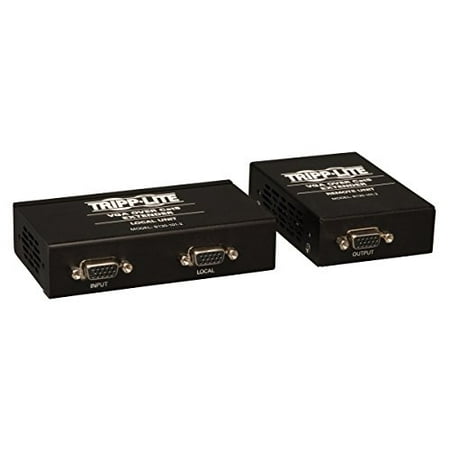 Tripp Lite VGA over Cat5 / Cat6 Extender  Transmitter and Receiver with EDID Copy  1920x1440 at 60Hz(B130-101-2) B130-101-2 Feature focusView largerExtend Your VGA Signal up to 1 000ft. With Tripp LiteDon t sacrifice quality for distance--extend a VGA signal up to 1 000 ft. ! The Tripp Lite B130-101-2 VGA over Cat5 Extender Kit delivers peak performance from VGA-enabled digital video components. When used with 24 AWG Solid-Wire Cat5e/6 cabling like Tripp Lite s N022-01K-GY or N222-01K-GY  it can extend a 1920 x 1440 (60Hz) signal up to 500 ft. or a 1024 x 768 (60Hz) signal up to 1 000 ft. For maximum image quality between 500 and 1 000 ft.   use Zero-Skew cable such as Tripp Lite P524-01K. This kit comes with both the local and remote connection units  allowing you to plug in and get started right away. With no software or drivers to install  the B130-101-2 provides total plug-and-play convenience. For peace of mind  the B130-101-2 comes backed by a one-year warranty. B130-101-2 Main FeaturesIdeal for digital signage applications in schools  churches  retail locations and trade show presentations Extends a VGA signal up to 1 000 ft. Supports resolutions up to 1920 x 1440 (60 Hz) EDID copy feature ensures optimal display compatibility Built-in equalization control One-year warrantyExtend Your Signal for Greater FlexibilityView largerThe Smart Solution for Digital Signage ApplicationsThe B130-101-2 extends a VGA signal hundreds of feet away from the source  making it the ideal solution for digital signage applications in schools  churches  retail locations  tradeshow presentations and more. The B130-101-2 allows for the video source to be in a secure  remote location for controlled access while still delivering a signal to TVs  projectors and other devices in another area.This kit includes units for both the source and display side of your application. Package includes: Local (Transmitter) unit 1 x 4.5 x 2.5 (in. ); Remote (Receiver) unit 1 x 2.5 x 3.5 (in. ); Mini-Screwdriver for EQ/Gain adjustment; (x2) Mounting Hardware Kits; (x2) External Power Supply (Input: 100-240V  50/60Hz  0.5A Output: 5V  2A); and the Owner s Manual.Greater Distance--Greater FlexibilityWhen used with 24 AWG Solid Wire Cat5e/6 cable like Tripp Lite s N022-01K-GY or N222-01K-GY  the B130-101-2 can extend a 1920x1440 (60Hz) signal up to 500 ft. or a 1024x768 (60Hz) signal up to 1 000 ft. This distance can be further expanded with the addition of B132-110 repeaters. Up to 3 repeaters can be connected  with the B130-101-2 receiver at the end of the chain  for a total of 4 sets of monitors. For maximum image quality between 500 and 1 000 ft.   use Zero-Skew cable such as Tripp Lite s P524-01K.The B130-101-2 features built-in image equalization  allowing you to control the way the image appears on your remote display. There are multiple equalization settings and the unit comes with a screwdriver for easy and convenient adjustment.