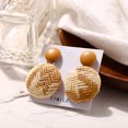 thumbnail image 4 of Kiplyki Bohemian Style Wood Bamboo Rattan Geometric Round Earrings Ladies Jewelry, 4 of 7