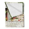 thumbnail image 2 of Bicycle Soft Flannel Fleece Blanket, European French Mediterranean Rural Stone House with Bike Countryside Provence Day, Cozy Plush for Indoor and Outdoor Use, 70" x 90", Multicolor, by Ambesonne, 2 of 5
