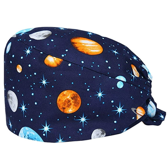 ZTTD Fashion Cotton Print Nurse Doctor Adjustable Hat Unisex Scrub Cap A