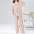 thumbnail image 4 of Yuzhih Pajama Sets for Women Two Piece Sleepwear Casual Lapel Long Sleeve Top and Pants Button Loungewear Sets with Pockets, 4 of 7