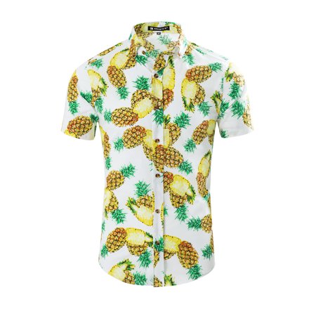Unique Bargains Men's Summer Pineapple Short Sleeve Button Down Hawaiian (Best Stone Island Jacket Ever)