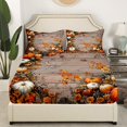 thumbnail image 3 of YST Draps de Récolte de l'Action de Grâce Simple, Ensemble de Draps Citrouille d'Automne pour Enfants Ados Adultes, Ensemble de Draps de Lit Porte de Grange Rustique de Ferme Feuilles d'Érable d'Automne Drap-Housse avec 1 Taie d'Oreiller, 3 of 6