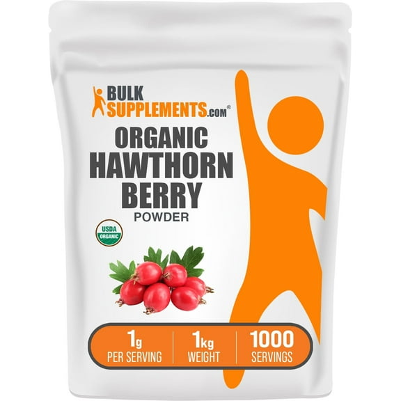 BulkSupplements Organic Hawthorn Berry Powder - 1g per Serving - 1 Kilogram (2.2 lbs) - 1000 Servings