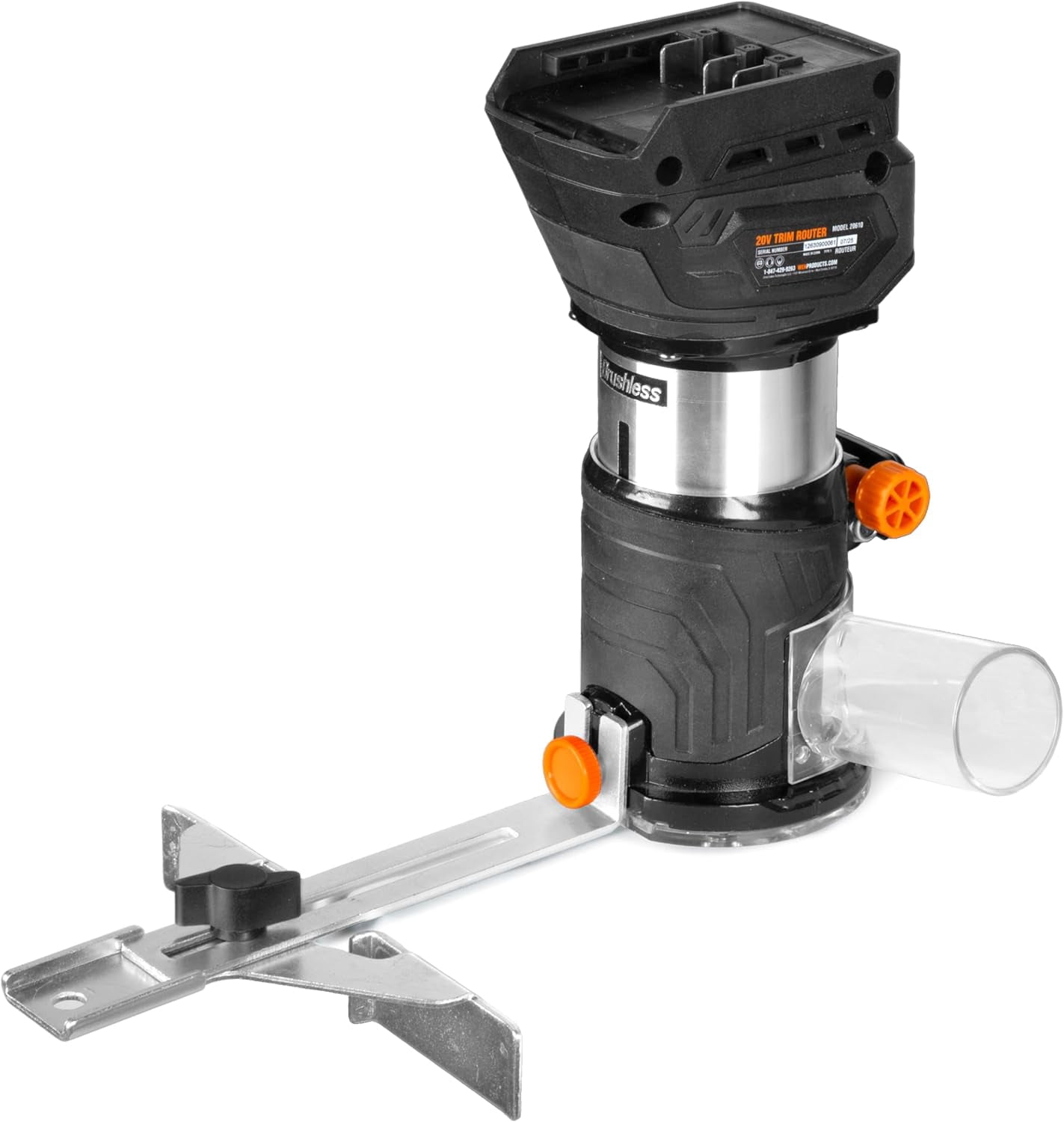 WEN  20V Max Cordless Brushless Compact Trim Router with Fixed Base, 4Ah Lithium-Ion Battery, and Charger (20610)