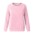 thumbnail image 3 of VANLOFE Women's Solid Color Long Sleeve Sweatshirt Round-Neck Sweatshirt for Women Women's Soft Warm Pink Sweatshirt S, 3 of 4