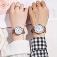 thumbnail image 4 of Tnobhg Couple Watch Round Battery Operated Faux Leather Strap Elegant 3-Hand Birthday Gift Adjustable Men Women Quartz Wrist Watch Fashion Jewelry, 4 of 8