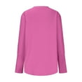 thumbnail image 7 of Aboser Womens Casual Long Sleeve Shirts Trendy Crew Neck Shirt Tops Loose Fit Plain Tshirts Comfortable Soft Classic Shirts Solid Color Pullover Top Hot Pink L, 7 of 7