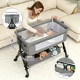 thumbnail image 4 of Baby bassinet bedside cot, portable folding cot, breathable mesh fabric, storage basket,Light Gray, 4 of 6