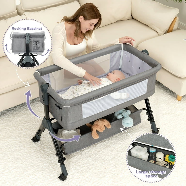 kmaier Baby Bassinet Sleeper, Adjustable Bedside Crib