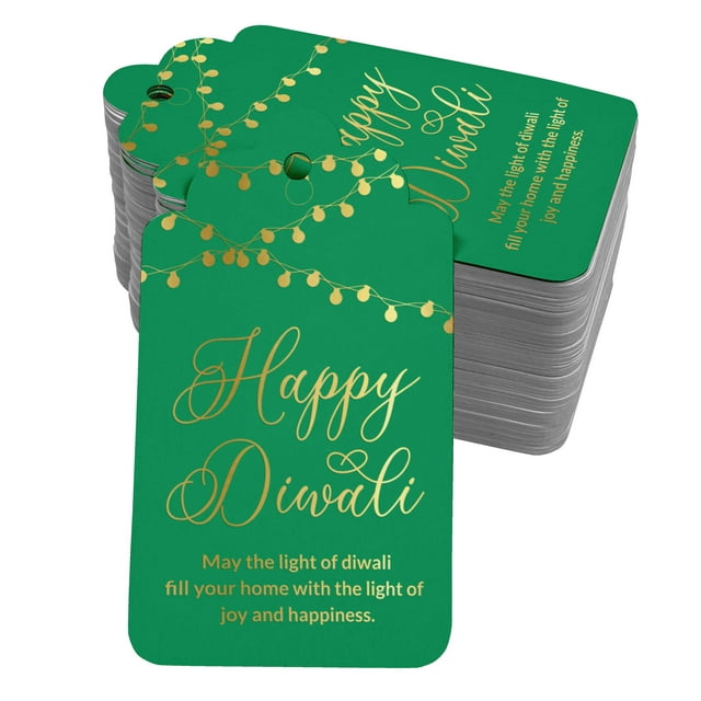 Inkdotpot Real Gold Foil Happy Diwali Tags Favor Hang Paper Tags 100 Pieces