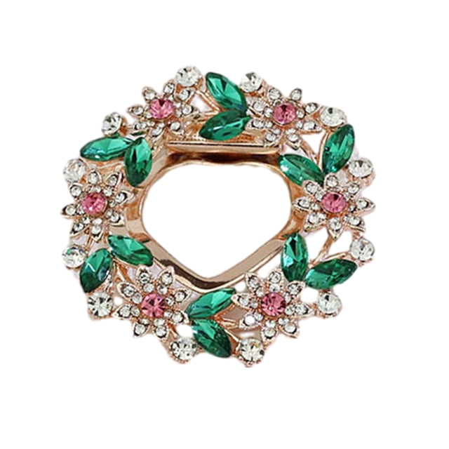 Women Scarf Fastener Sparkling Rhinestones Leaves Flower Shape Scarf Button Suits Coats Bags Scarves Badge Versatile Accessory
