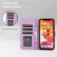 thumbnail image 4 of Case for iPhone 14 Plus, Premium Leather Magnetic Closure Slim Flip Wallet Phone Case with Card Holder Cash Slot Stand Function Embossed Flower Shockproof Lanyard Cover - Purple, 4 of 7