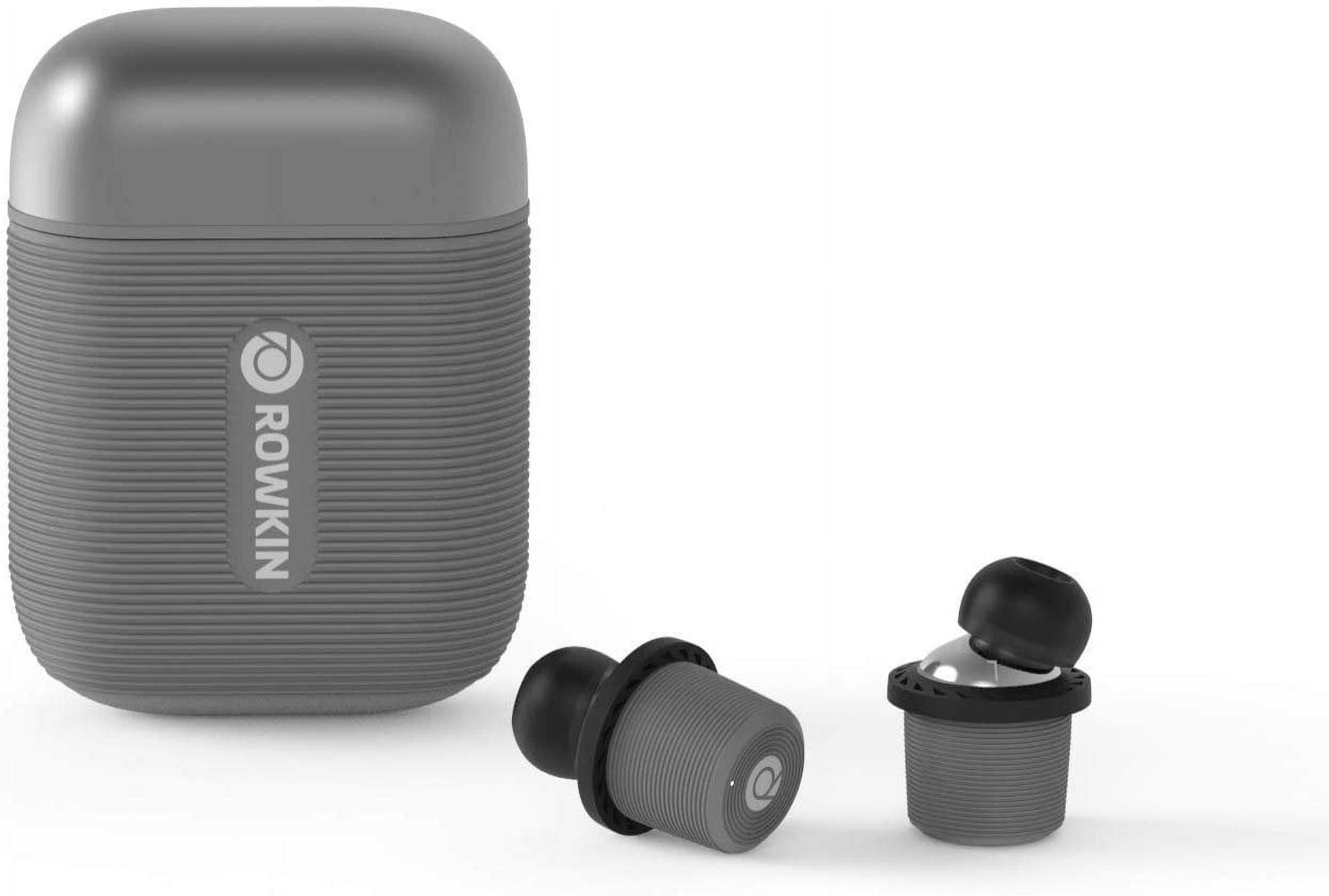 Rowkin Ascent Micro True Wireless Earbud Headphones: 17+ Hours, Bluetooth 5, Small Headphones & Charging Case Deep Bass Mic Quick Pairing & Noise Reduction for Android Samsung & iPhone Slate Gray