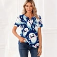 thumbnail image 2 of Halloween Shirts for Women 2026 V Neck Plus Size Funny Cute Vintage Teacher Shirts Casual Holiday Tops, 2 of 6
