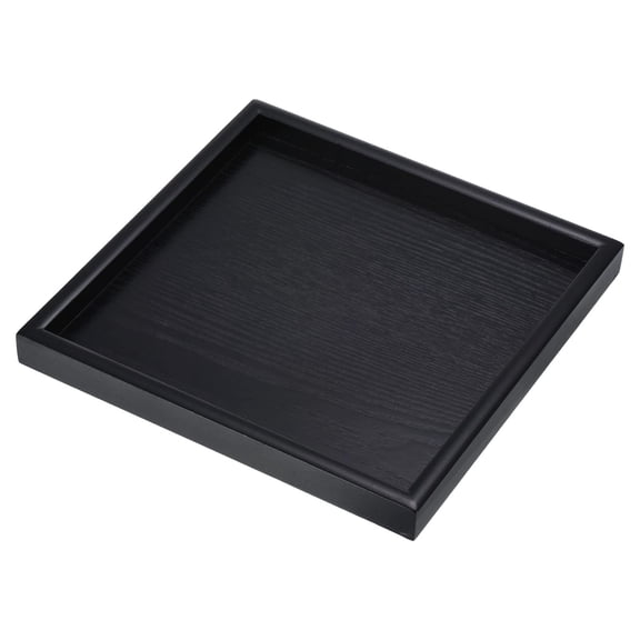 Wood Serving Tray, Square Decorative Platter for Home Decor Kitchen Table Candle Holder, Toilet tray（Black 24*24*2cm)