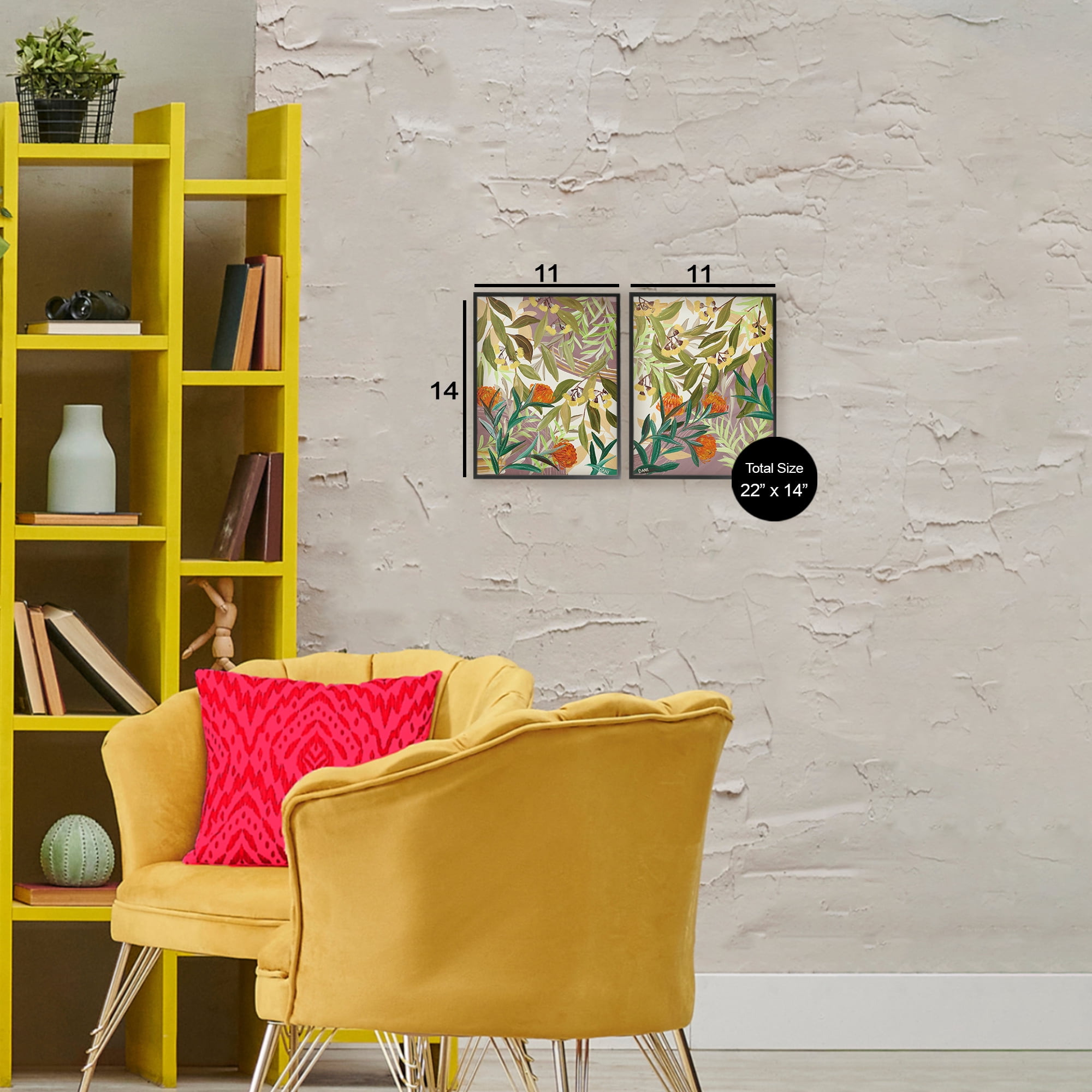 Stupell Industries Walk With Me Botanicals 2 Piece Black Framed Giclee Art Set, design by Dani Heyward