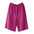 thumbnail image 4 of Mgmyaa Women's Bermuda Shorts for Women Summer Dressy Casual Elastic High Waisted Wide Leg Knee Length Shorts with Pockets, 4 of 5
