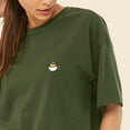 thumbnail image 5 of Dalix Cappuccino Embroidered Cotton Relaxed Fit Flowy Short Sleeve Crewneck Tee Shirt Womens in Military Green S Small, 5 of 5