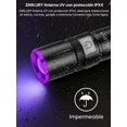 thumbnail image 2 of ZARLURY Linterna UV Recargable, Potente L&aacute;mpara Ultravioleta con Carga Tipo-C, 10 Horas de Autonom&iacute;a, Resistente al Agua, Ideal para Detectar Joyas, Billetes Falsos, Escorpiones, 2 of 9
