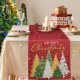 thumbnail image 2 of Christmas Table Runner Linen Red Snowflake Winter Table Runners with 8 Colorful Trees,Xmas Dinner Holiday Theme Table Kitchen Dining Table Decor （13 x 72 Inch）, 2 of 6