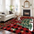 thumbnail image 2 of Large Area Rugs for Living Room Bedroom, Christmas Tree 8'x10' Rug Washable Carpet Runner Indoor Outdoor, Winter Xmas Ball Snowy Red Black Plaid Non Slip Floor Mats Rug for Kitchen, Patio, 2 of 8