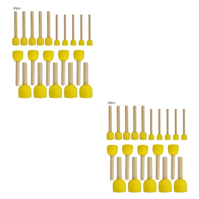 Vogacara 20 piezas pinceles de esponja para plantillas, esponjas para pintar DIY, pinceles para manualidades de dibujo para niños con mango de 2piezas