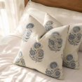 thumbnail image 4 of OCCOA Vintage Floral Print Throw Pillow Cover, Soft Linen Cushion Case for Sofa Couch Bed, 4 Colors Neutral Farmhouse Home Decor, Blue, 4 of 7