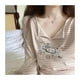 thumbnail image 4 of Sanrio Hello Kitty camiseta de manga larga con estampado de dibujos animados para mujer Y2K Sweet Girl Graffiti Slim Fit moda versátil Top otoño, 4 of 4