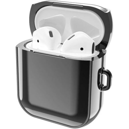 KOMI Cover Compatible with Airpods Case - Silicone Shock Resistant Protective Case with Keychain Compatible with Airpods 2 & 1 Black