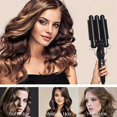 thumbnail image 3 of Three Barrel Curling Iron with Tourmaline Ceramic Coating, Fast Heating 60s Hair Waver, Black, 3 of 4