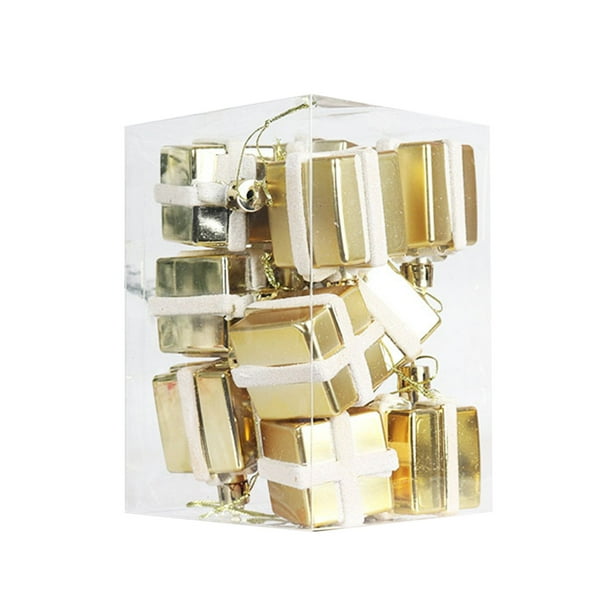 Bolsa de regalo de plástico galvanizado para decoraciones navideñas, 12 unidades, colgante especial para árbol de Navidad, bola colgante para regalo.