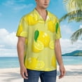 thumbnail image 5 of Easygdp Bright Lemons Men's Hawaiian Shirts Print Lapel Short Sleeve for Beach, vacation, party, casual occasions - Medium, 5 of 9