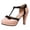 Pink, variant on Women's Bowknot T-Strap High Heels Lightweight Platform Wide Toe Box Pumps Leather Block Heeled Summer Sweet Shoes Black Size 6.5