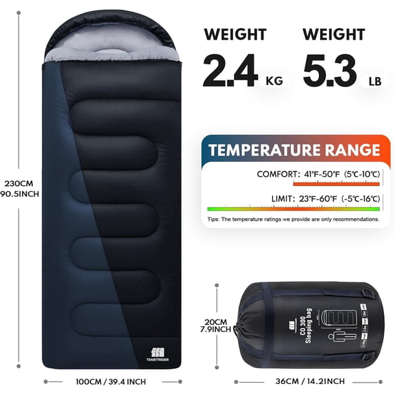 0 Degree XXL Sleeping Bags for Adults Cold Weather,Camping Sleeping Bag with Compression Sack for Winter Hiking, Hunting,Traveling