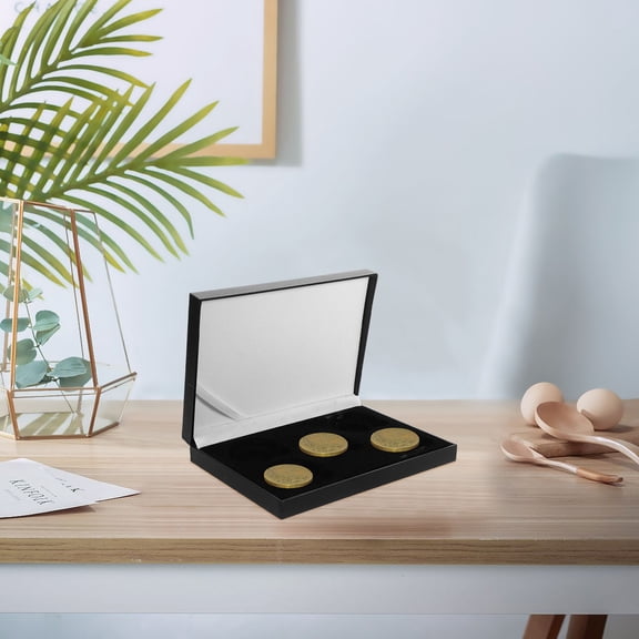 OUNONA Portable Black Coin Holder with Multi Slots and Foam for Coin Collection Storage