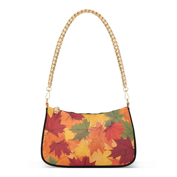 Ryvnso Leaves Fall Womens Chain Shoulder Bag Tote Handbags Clutch Hobo Purse with Zipper for Travel