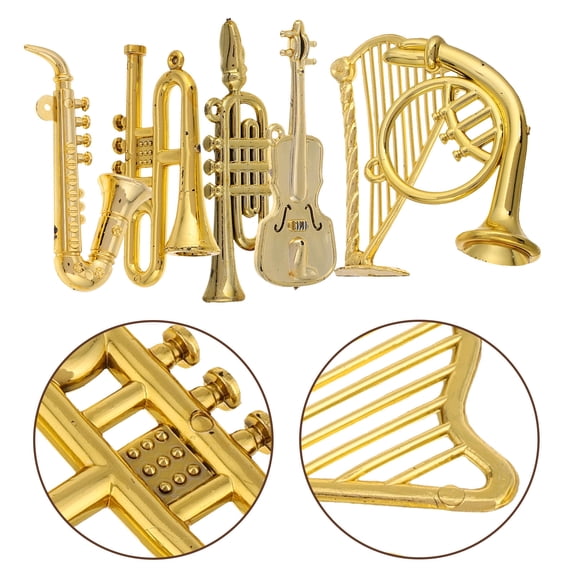 OFFIGAM Musical Toys 12Pcs Musical Instrument Ornament in Golden for Kid Musical Instrument and Toddler Music Lovers