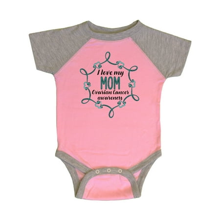 

Inktastic I Love My Mom Ovarian Cancer Awareness Gift Baby Boy or Baby Girl Bodysuit