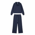 thumbnail image 3 of 2 Piece Sets for Women Fall Outfits Loose Sweatshirt Wide Leg Sweatpants Matching Set Tracksuit Long Sleeve Half Zip Sweatsuit Matching Set, 3 of 3
