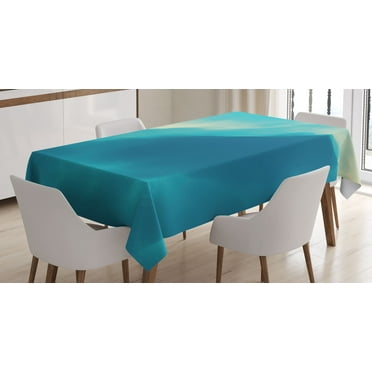 Ambesonne Modern Tablecloth Rectangular Table Cover, Art Cloud Wave, 52"x70", Blue and White
