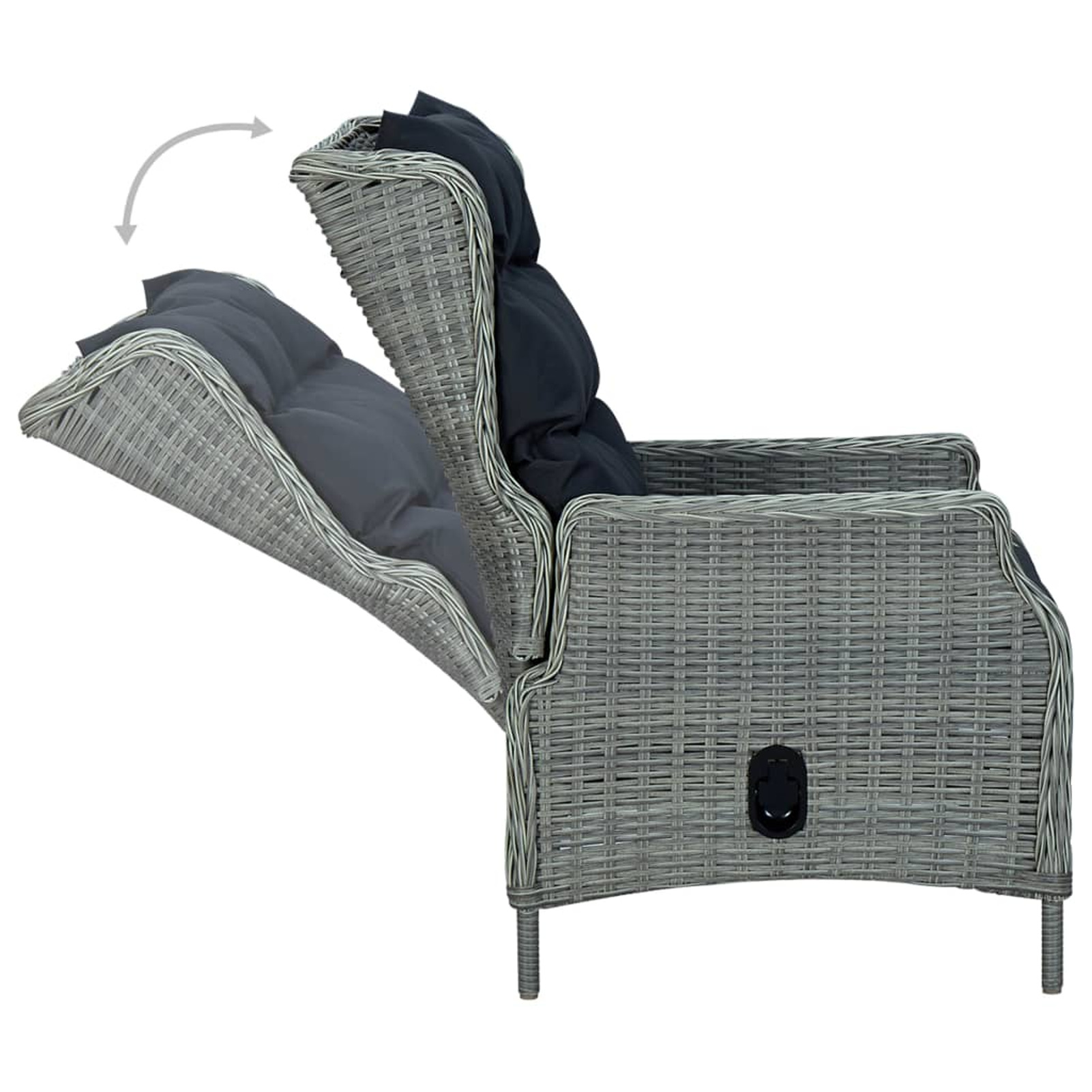 Suzicca Reclining Patio Chair with Cushions Poly Rattan Gray - image 4 of 7
