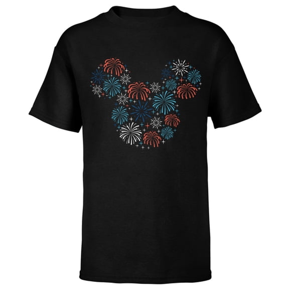 Disney Mickey Mouse Fireworks Americana - Short Sleeve T-Shirt for Kids - Customized-Black