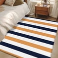 thumbnail image 4 of Burnt Orange Navy Blue Striped Runner Rug 2.7x5 FT, Non Slip Entryway Carpet, Farmhouse Stripe Art Washable Soft Floor Carpet Entrance Mat Non-Shedding Throw Rug for Hallway Laundry Room Bedside, 4 of 9